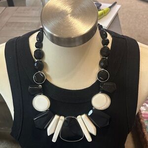 Chico's Black and White Geometric Necklace